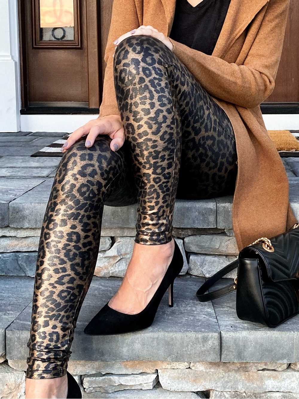 SPANX Leopard Print Faux Leather Leggings